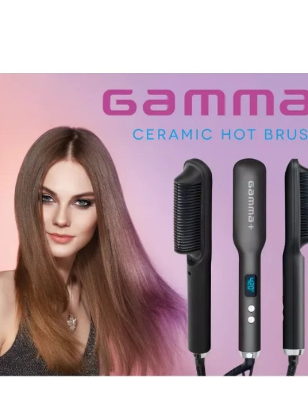 Gamma Black Ceramic Hot Brush - Women Hair Straightener